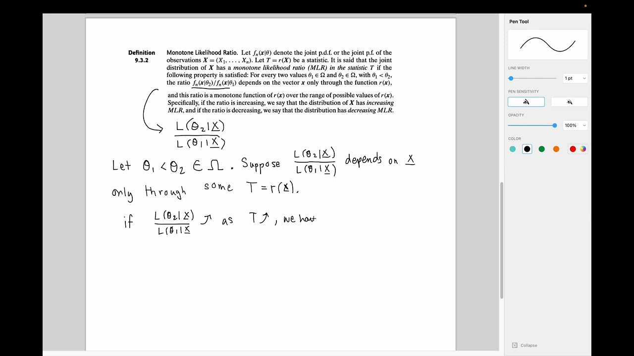 [DS 9.3] What is Monotone Likelihood Ratio (MLR)?