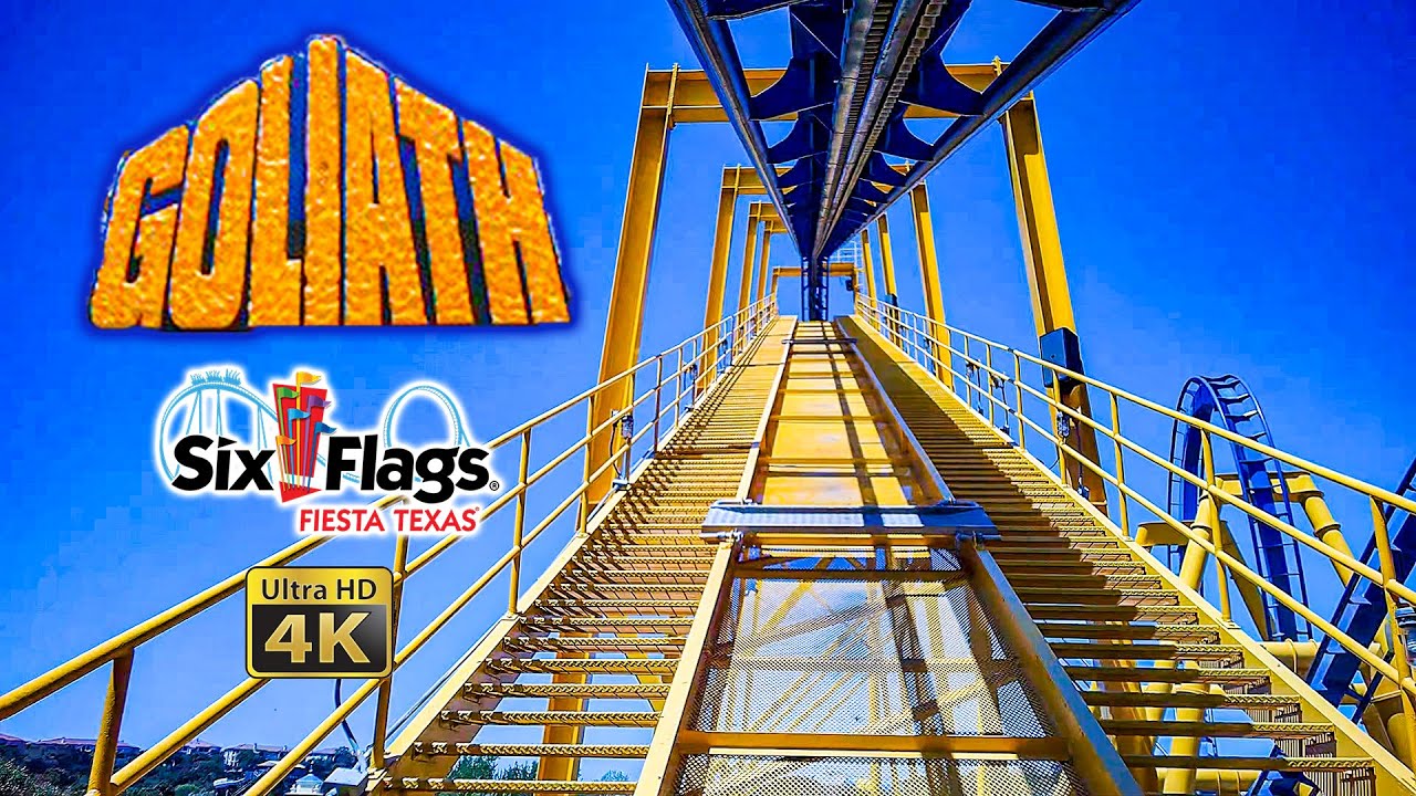 April 2022 Goliath Roller Coaster On Ride Front Row 4K POV Six Flags Fiesta Texas