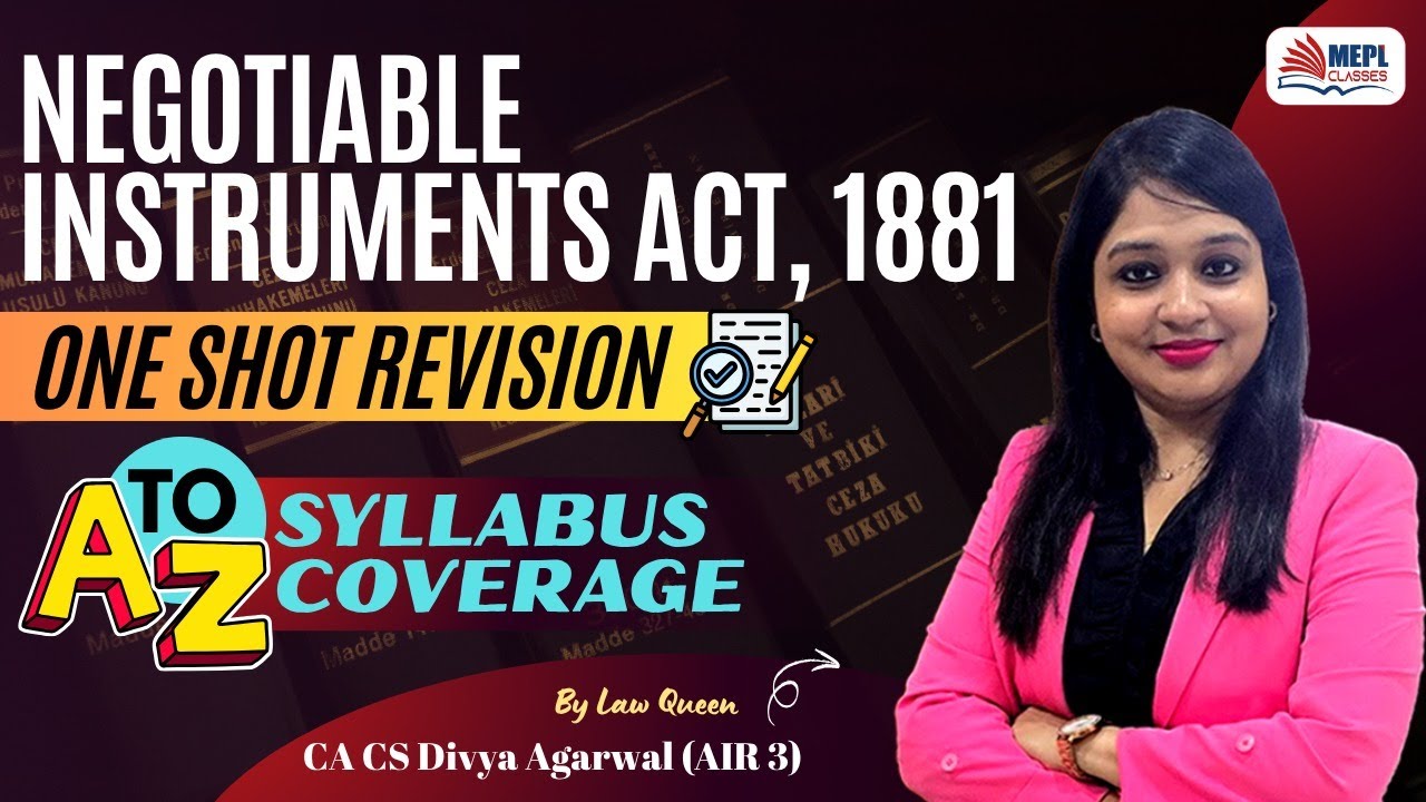 NI ACT, 1881 - ONE SHOT REVISION🚀For CA/CS/CMA Foundation/Inter | MEPL- Divya Agarwal Mam