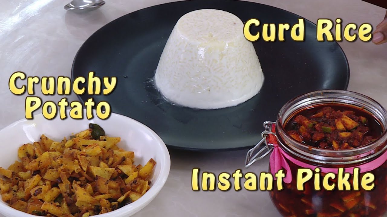 Crunchy potato fry - Instant Mango Pickle - School Curd Rice