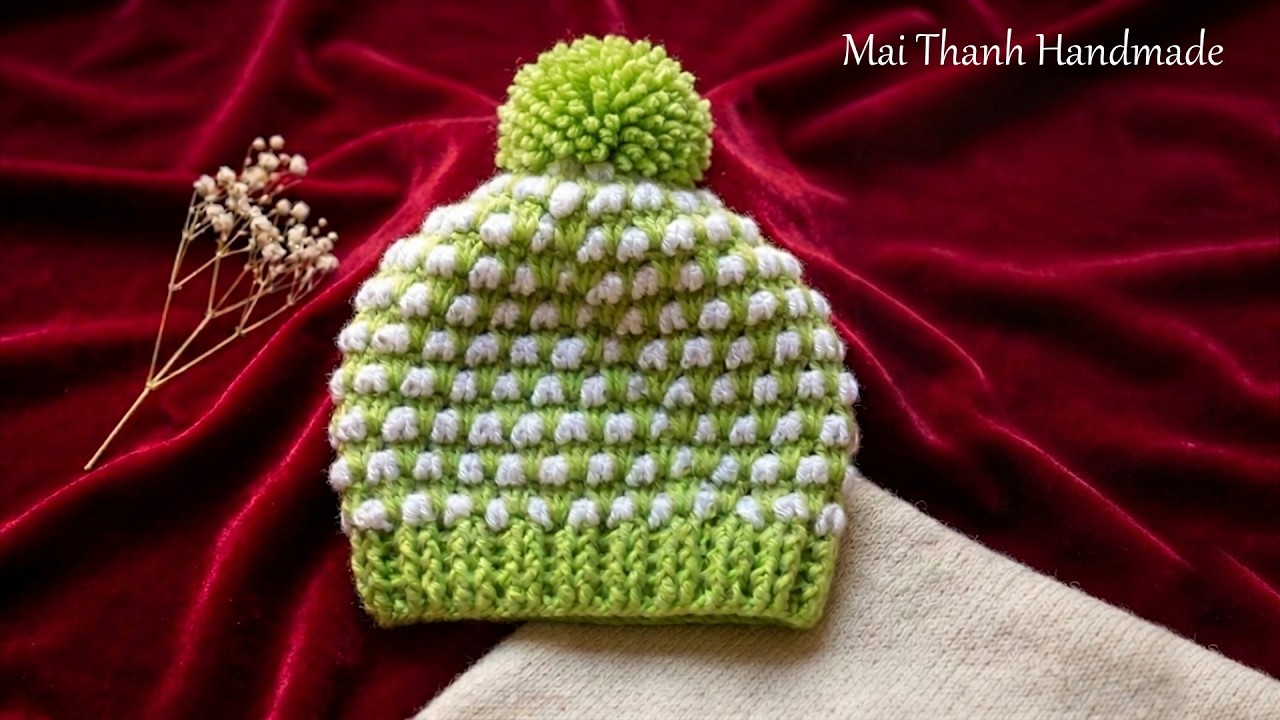 Crochet 3D baby hat tutorial (Eng sub) I Dạy móc nón bé trai họa tiết 3D