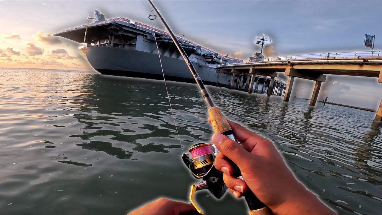 Wade Fishing Next To The USS Lexington!!! Fishing Corpus Christi, TX