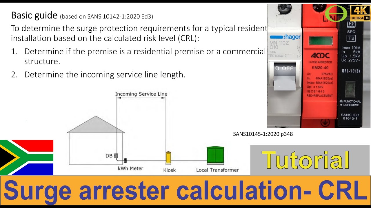 Surge arrester calculation: calculated risk level for a surge arrester (Type 2) - South Africa