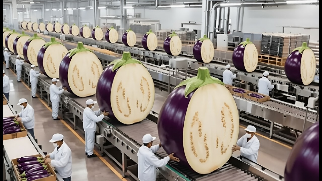 Inside Eggplant Factory: How Millions Of Eggplants Are Processed Into Food Every Day (Full Process)