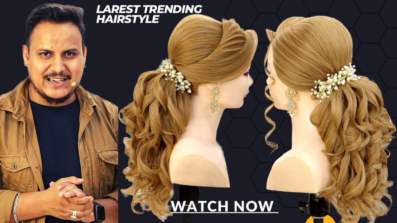 latest advanced hairstyle for engagement or reception day/ hairstyle for wedding day /hairstyles
