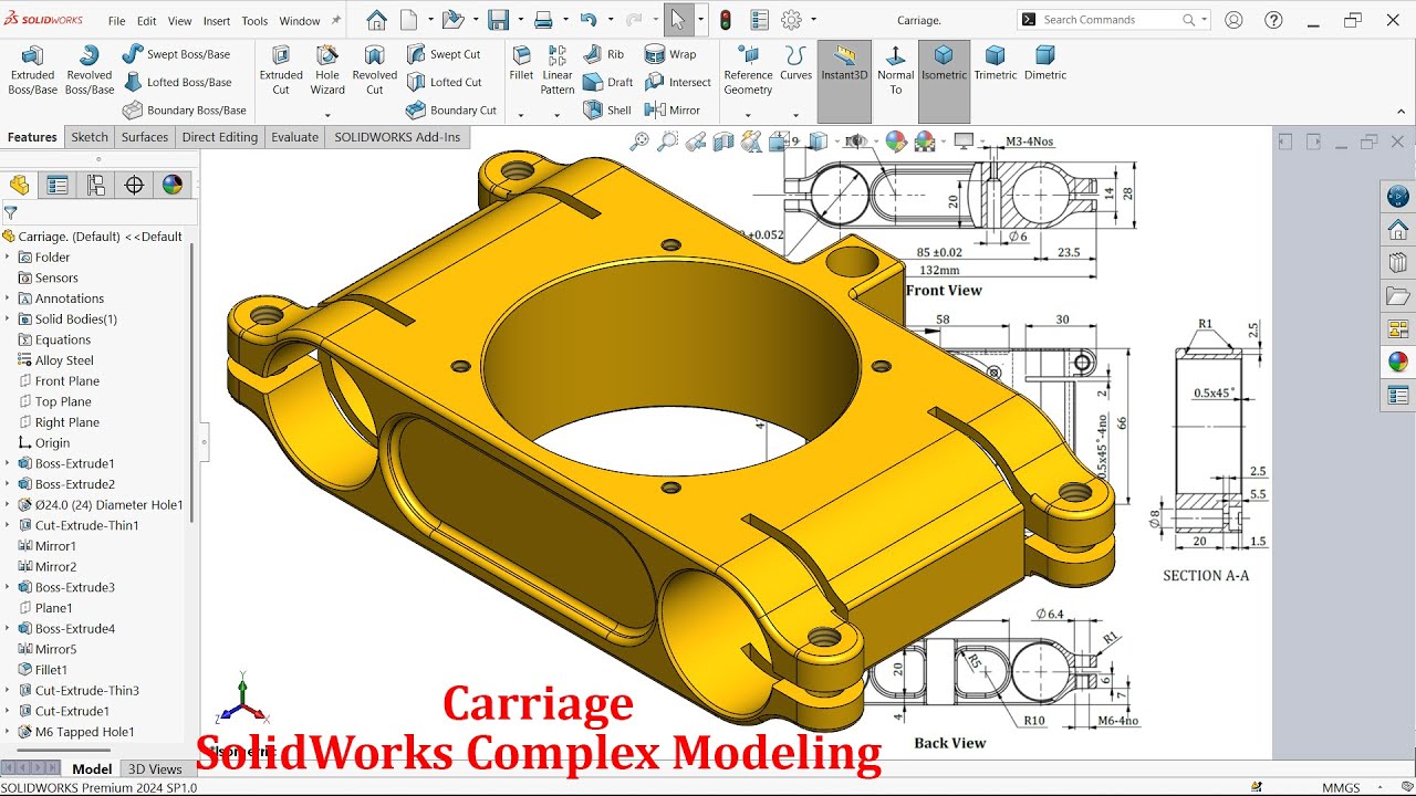 SolidWorks Complex Modeling Carriage