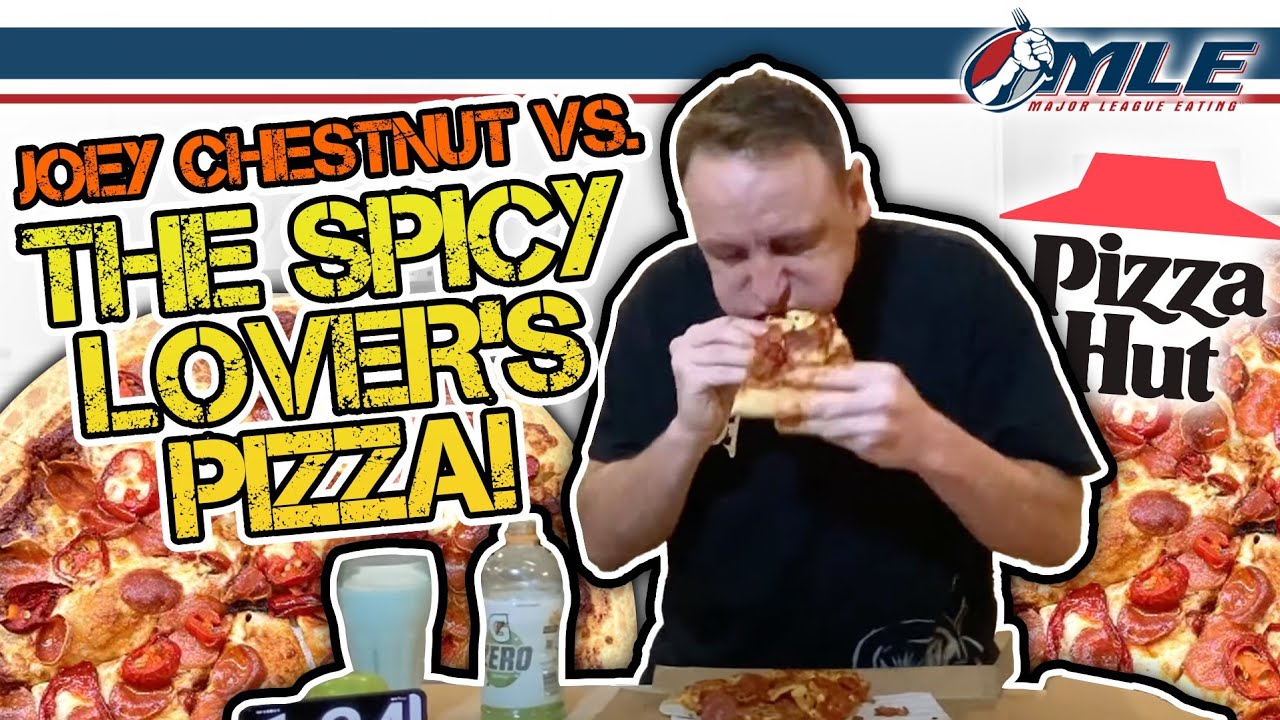 Joey Chestnut Devours the Pizza Hut Spicy Lovers Pizza in Record Time!!!