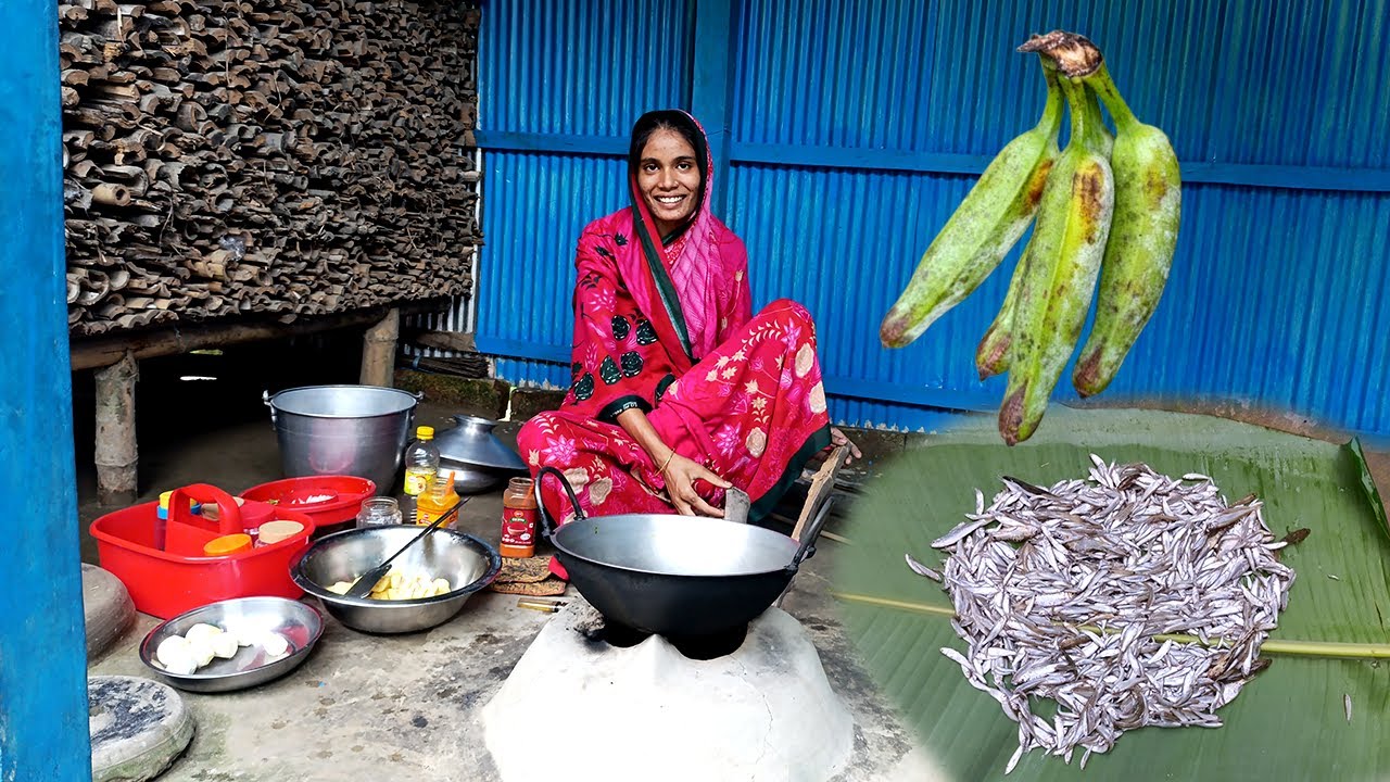 কাচা কলা দিয়ে নদীর মাছ এভাবে রান্না করলে ভীষন ভালো লাগে আর কচুর বই ভর্তা
