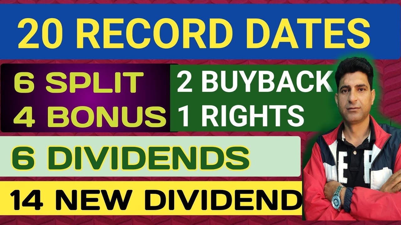 20 RECORD DATES AAYI 📣 BONUS DIVIDEND SPLIT BUYBACK AND RIGHTS SHARES RECORD DATE || STOCK MARKET | 
