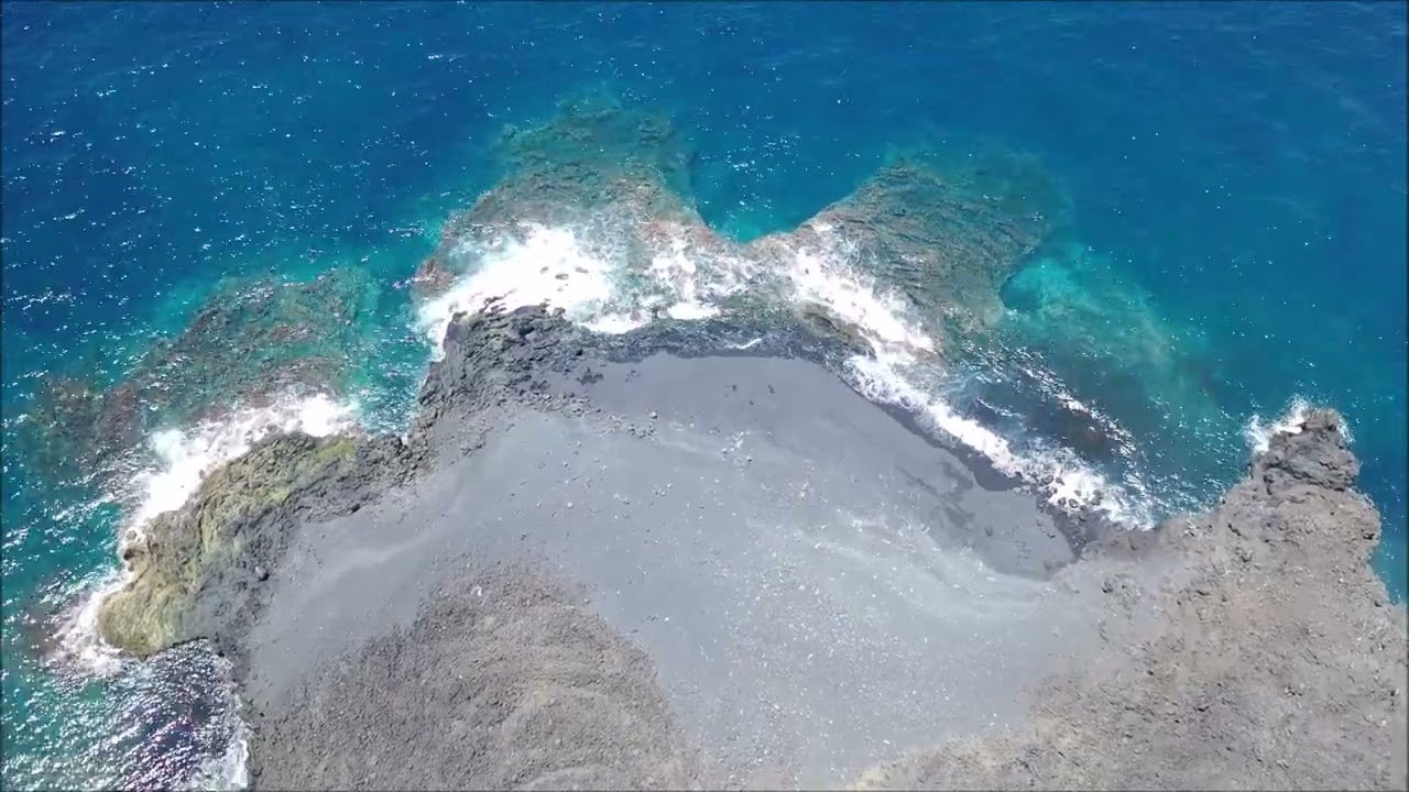 Fractal-like Volcanic Lava Fields in Tazacorte, La Palma - Drone Flying in Canary Islands