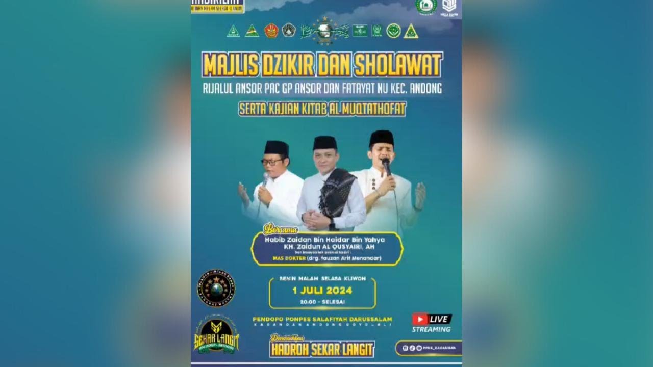 RUTINAN PONPES DARUSSALAM KACANGAN BERSHOLAWAT BERSAMA HABIB ZAIDAN BIN HAIDAR BIN UMAR BIN YAHYA