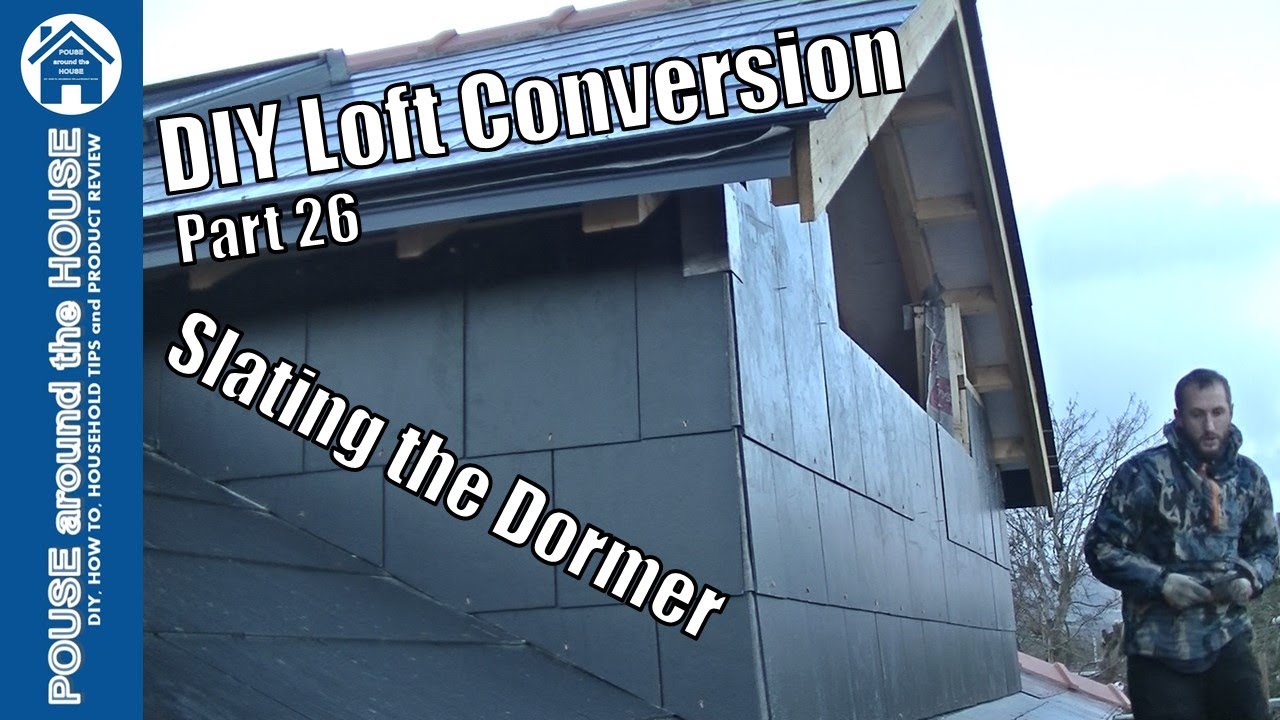 Loft conversion part 26 - Slating the dormer & fit lead apron. Vertical slate cladding!