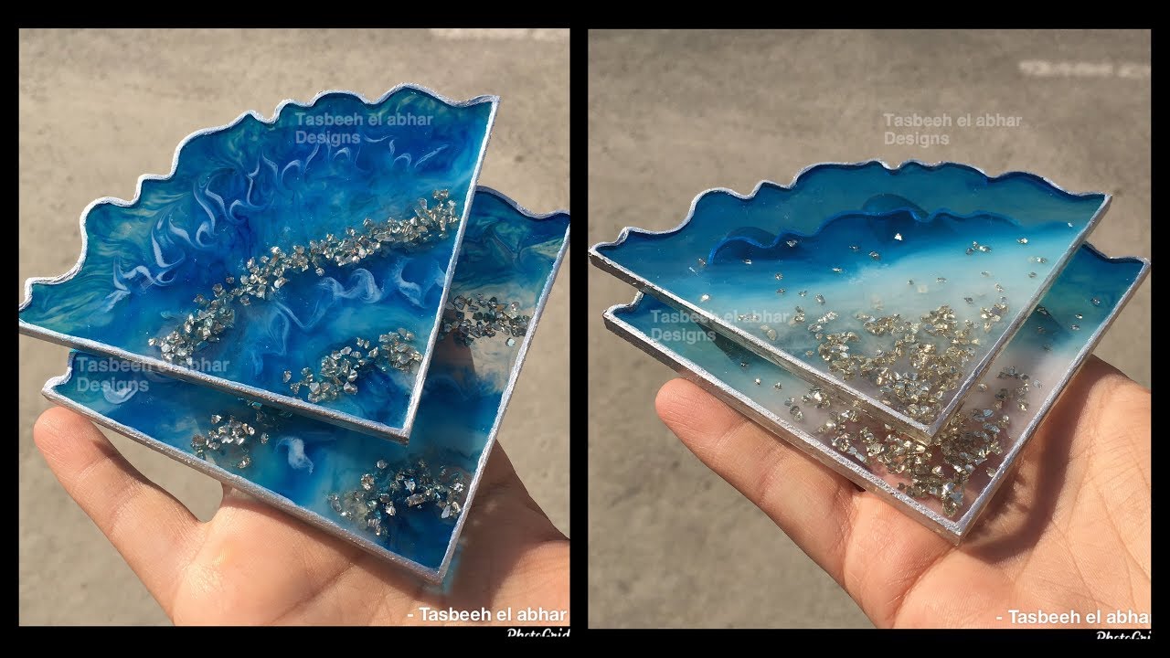 RESIN GEODGE COASTERS TUTORIALكوسترات من الريزن شيك و سهله اوى