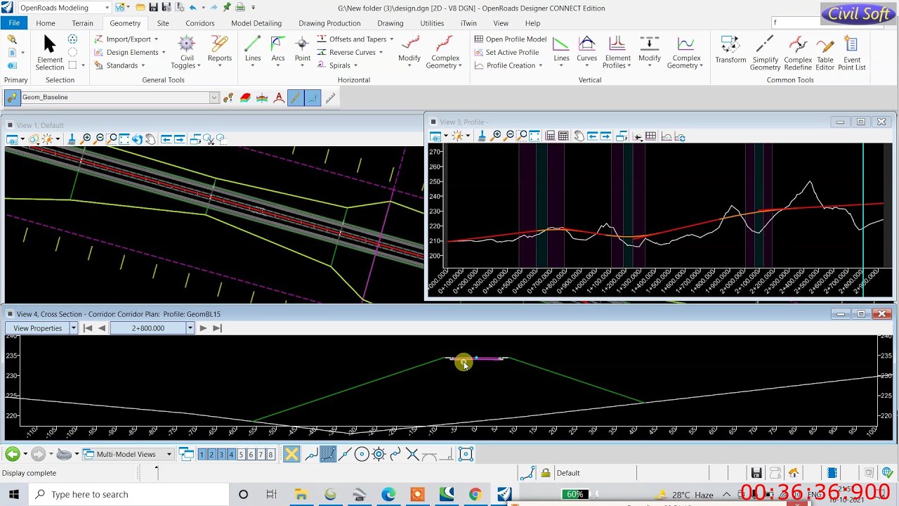 Creating Horizontal and Vertical Geometry with Corridor and Cross sections in OpenRoads | Report