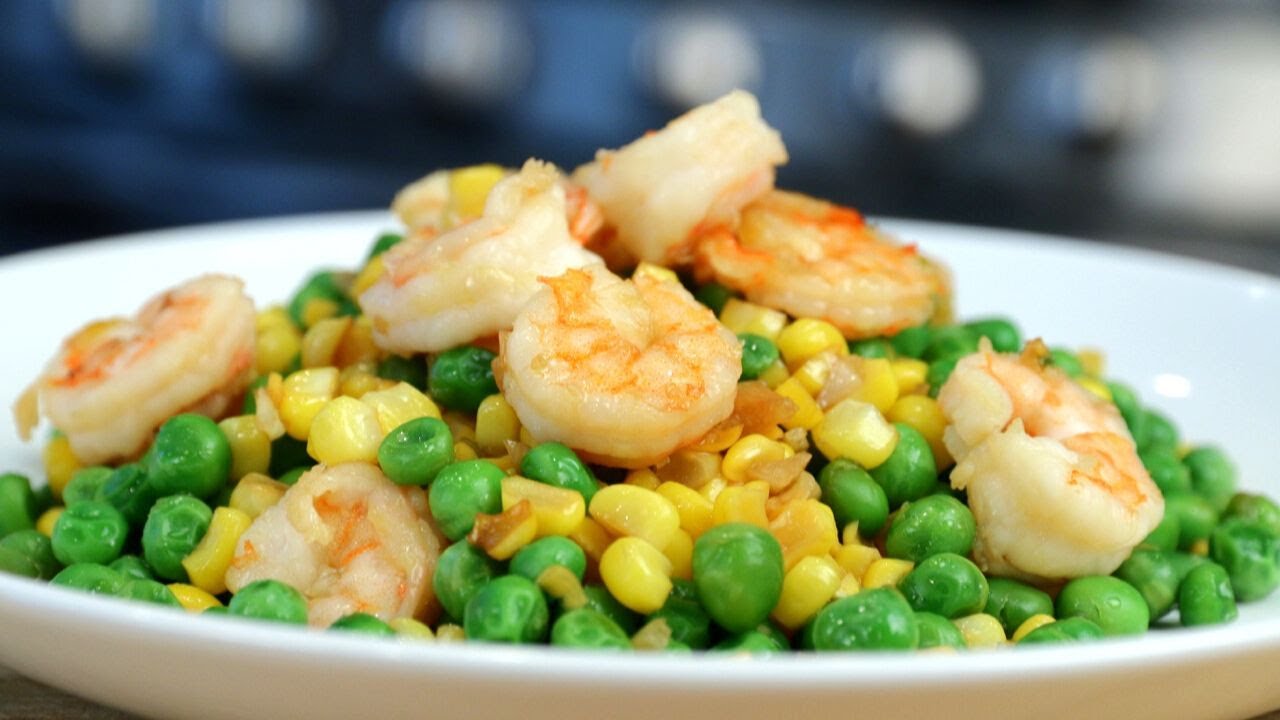 Easy Shrimp with Peas and Corn |豌豆玉米虾