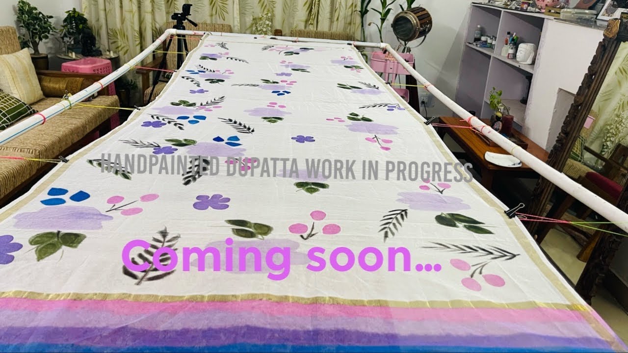 Freehandpainting on chanderi dupatta
