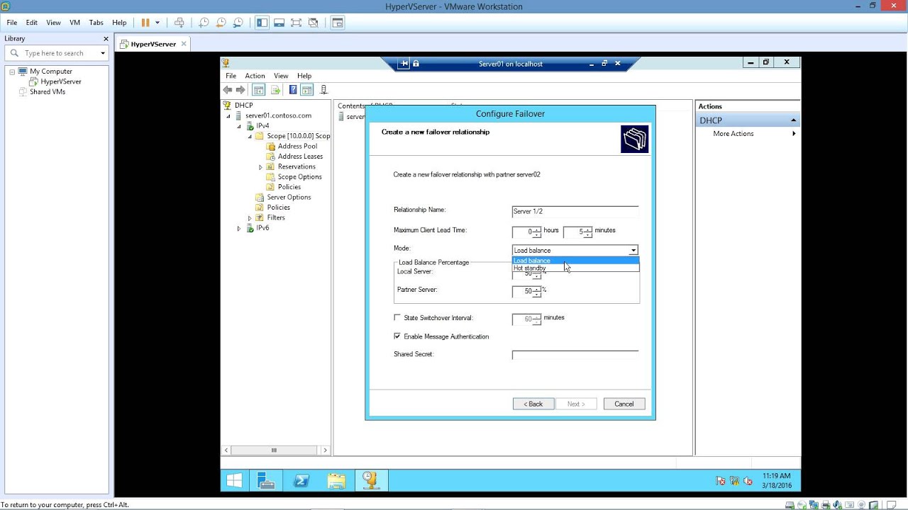 Configuring DHCP Failover using Load Balancing