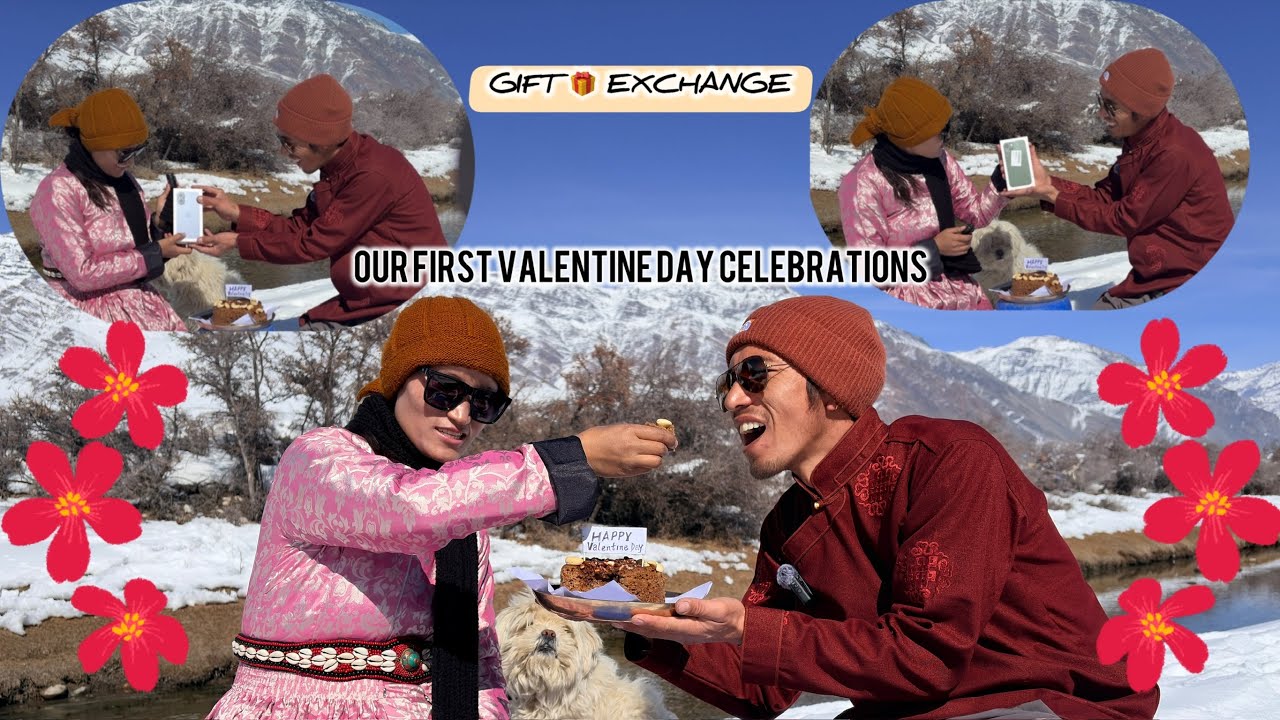 Our FIRST valentine day CELEBRATION 🎉 (10/365) #valentinesday #couple #snow #happy @Zanskari_Couple 