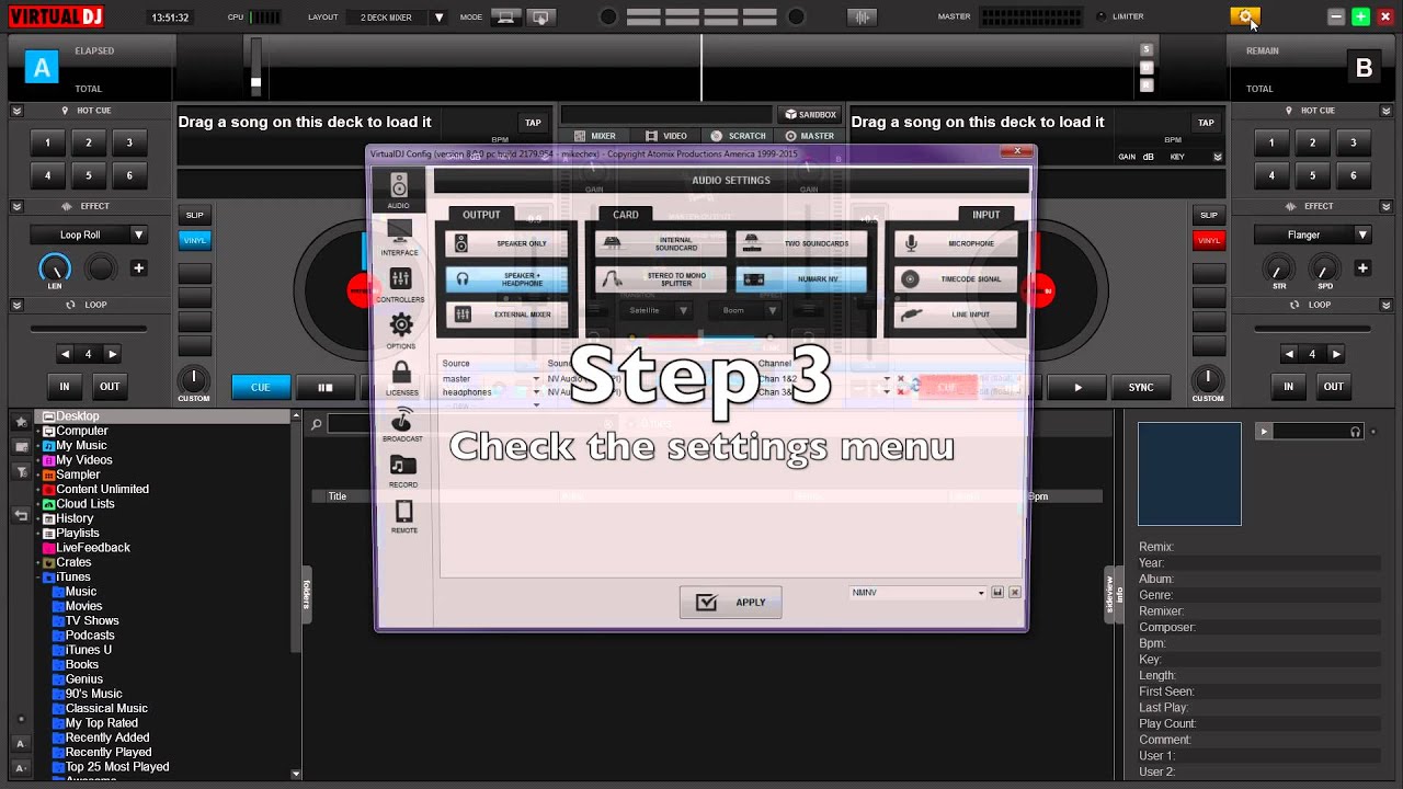 Numark NV — настройка с помощью Virtual DJ 8