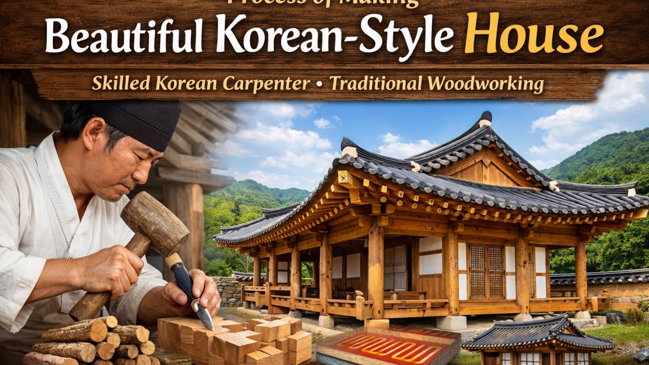 Process of Making Beautiful Korean-Style House | Skilled Korean Carpenter Traditional Woodworking