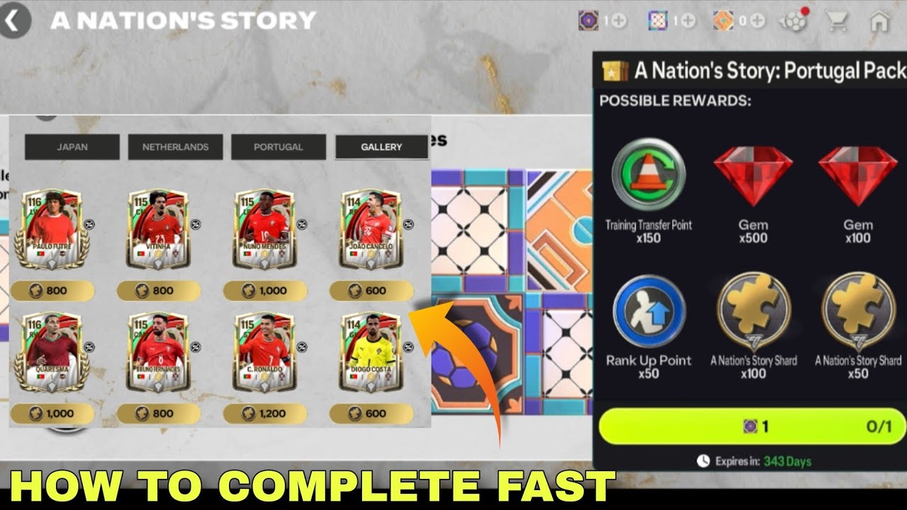 HOW TO COMPLETE A NATION STORY PORTUGAL CHAPTER IN FC MOBILE