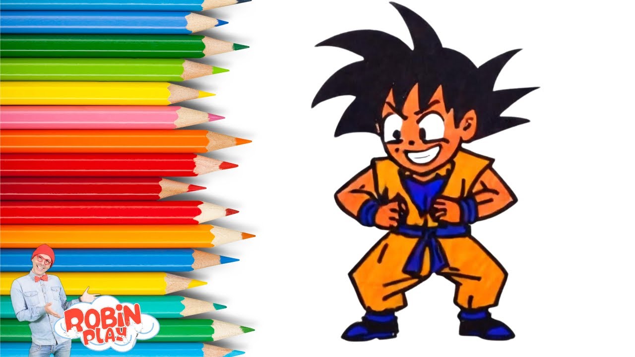 Disegna e Colora Goku - Disegni Facili Per Bambini - Video Educativi #robinplay #disegnare #goku