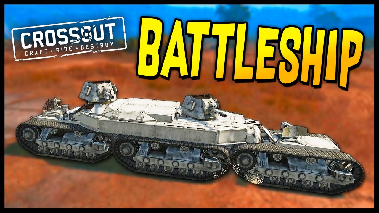 Crossout - BISMARCK LAND BATTLESHIP TANK! Twin Fatman Cannon Build - Crossout Gameplay