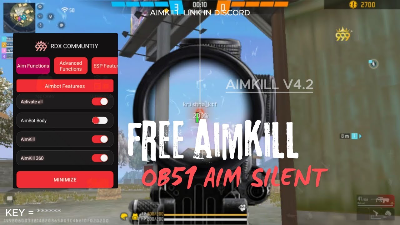 FREE FIRE PC PANEL OB51 AIM KILL + NEW DOWNKILL 100% ANTIBAN | ALL SERVER SAFE ||