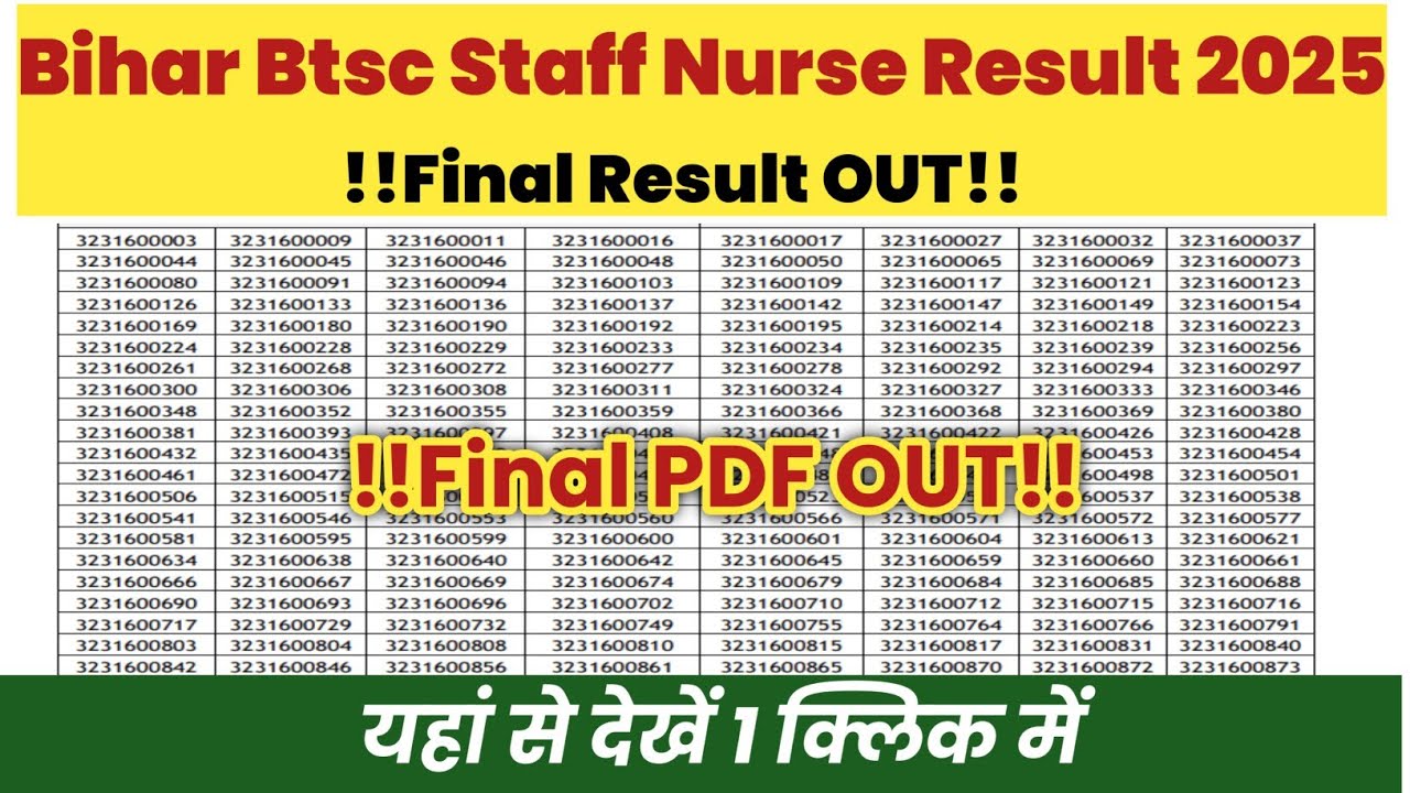 Bihar Btsc Staff Nurse Result 2025 dekhe 🔴 how To Check Bihar Btsc Staff Nurse Result 2025 dekhe 🔴
