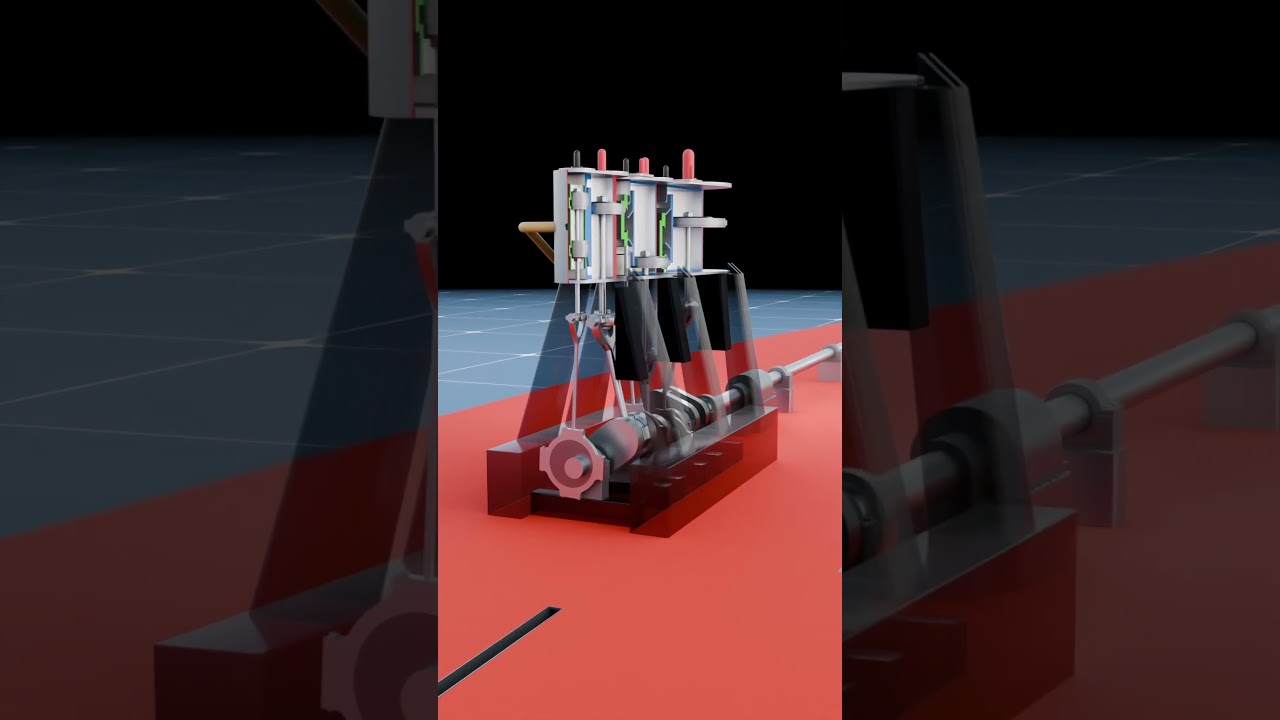 How a Triple-Expansion Steam Engine&nbsp;Works&nbsp;⚙&nbsp;#Shorts