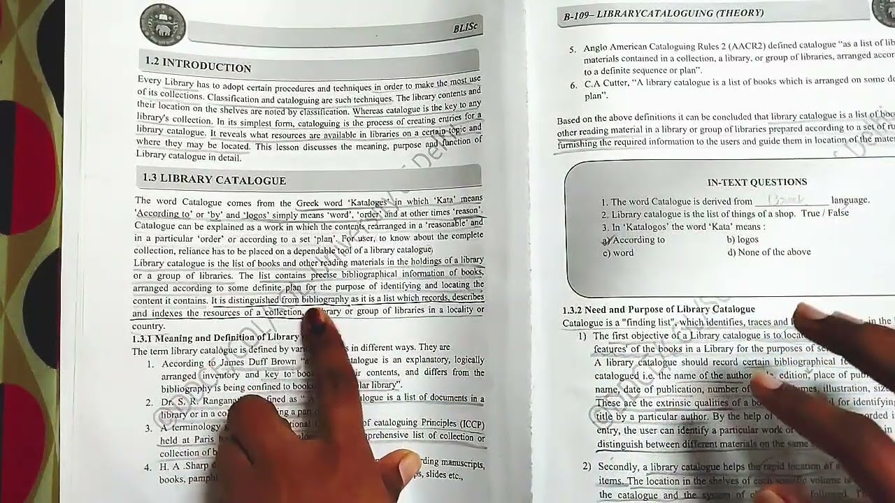 Part 1 Lesson 1 Library Catalogue Fundamental Concepts and Historical Development | BLIS MLIS |