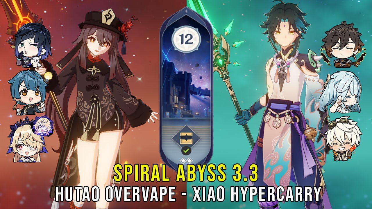C0 Hutao Overvape and C0 Xiao Hypercarry - Genshin Impact Abyss 3.3 - Floor 12 9 Stars