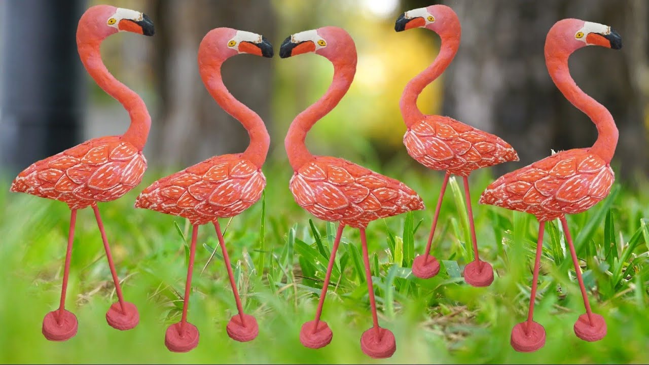 Como fazer um lindo FLAMINGO  para decoração de jardins - Muito fácil