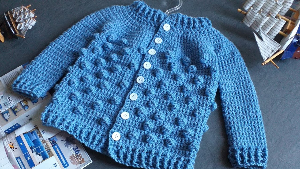 How to crochet a bubble sweater for baby...