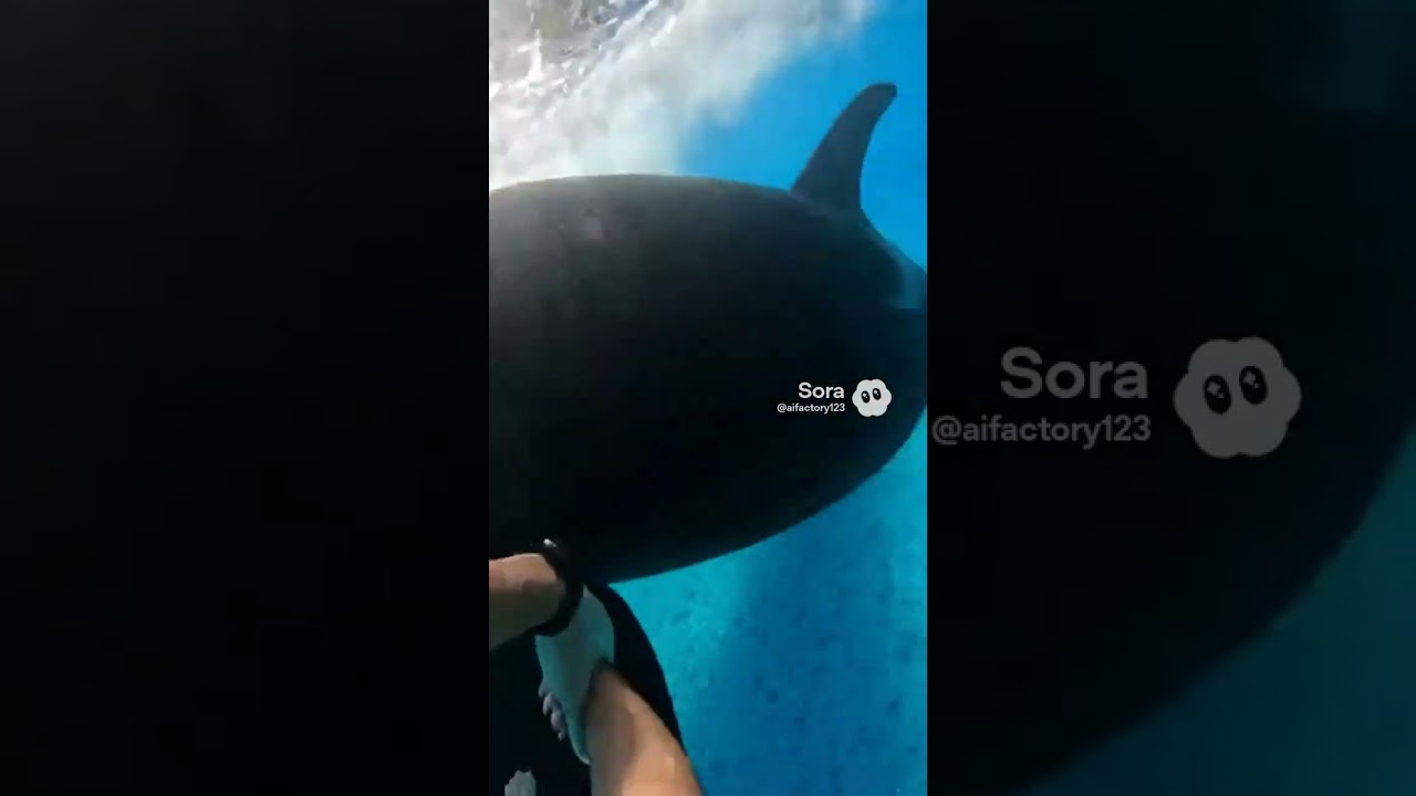 Waterslide into pool full of hungry orcas