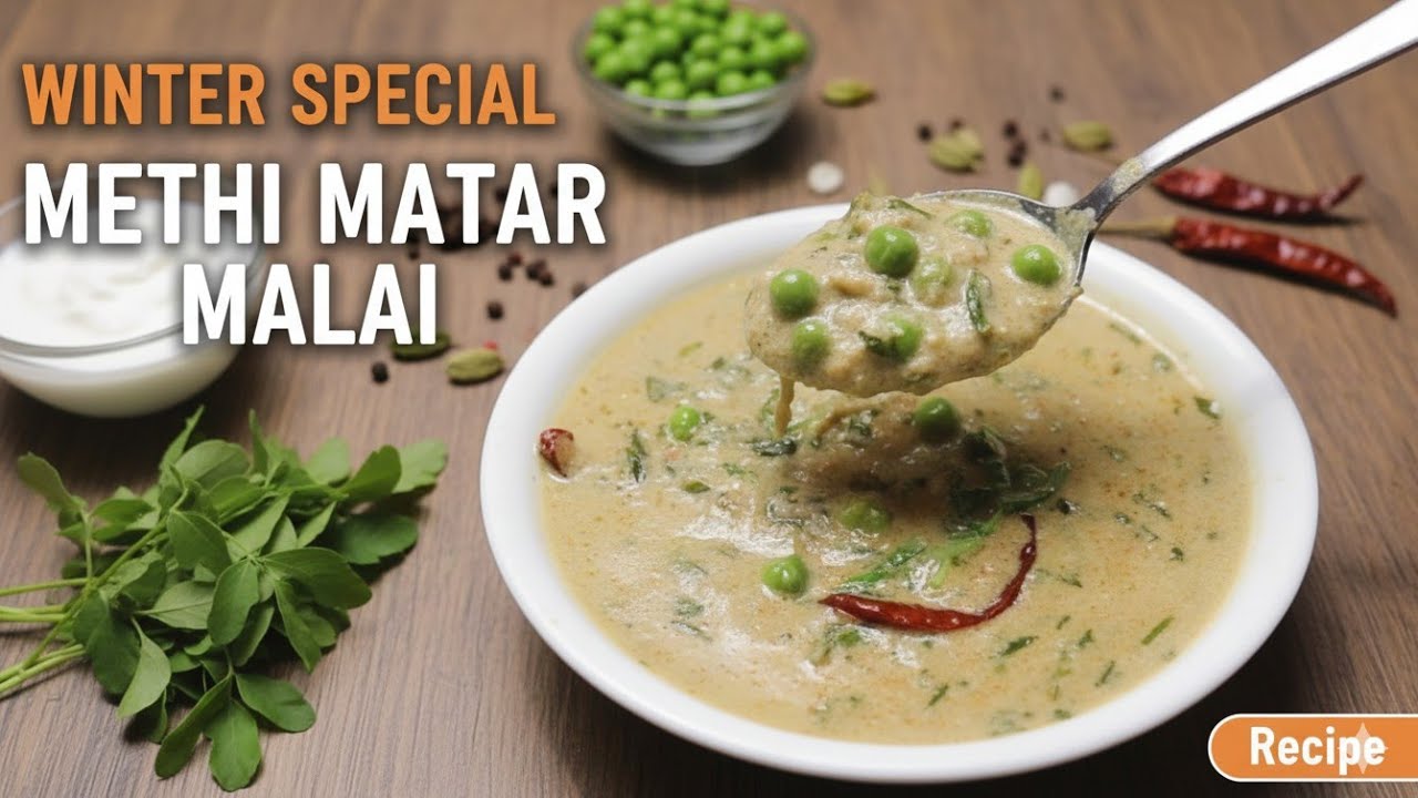 बिना मलाई बिना क्रीम एकदम नए तरीके से बनाएं मेथी मटर मलाई Winter Special Methi Matar Malai Veg 