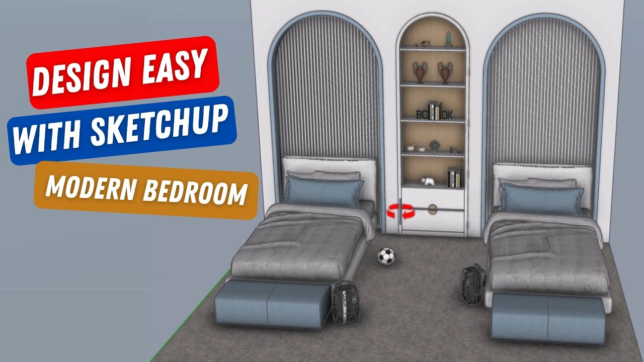 Современный дизайн спальни в SketchUp | Простое пошаговое руководство