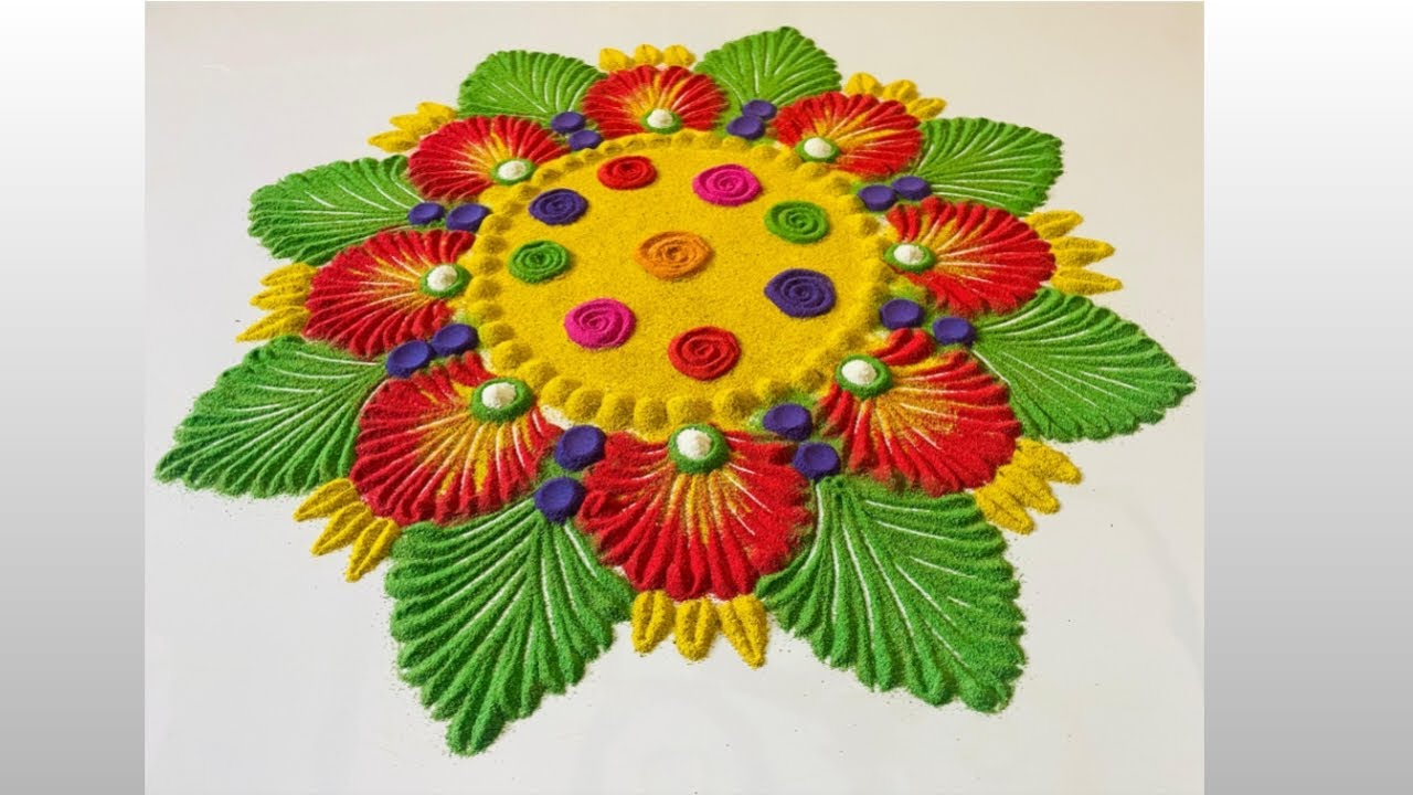 Easy Rangoli Designs | Rangoli Design For Beginners #rangoli #kolam #muggulu #rangolidesigns #art 