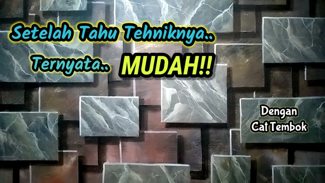 ILLUSION 3D WALL PAINTING || CAT TEMBOK MOTIF ILLUSI MARMER 3D || TEHNIK SIMPLE