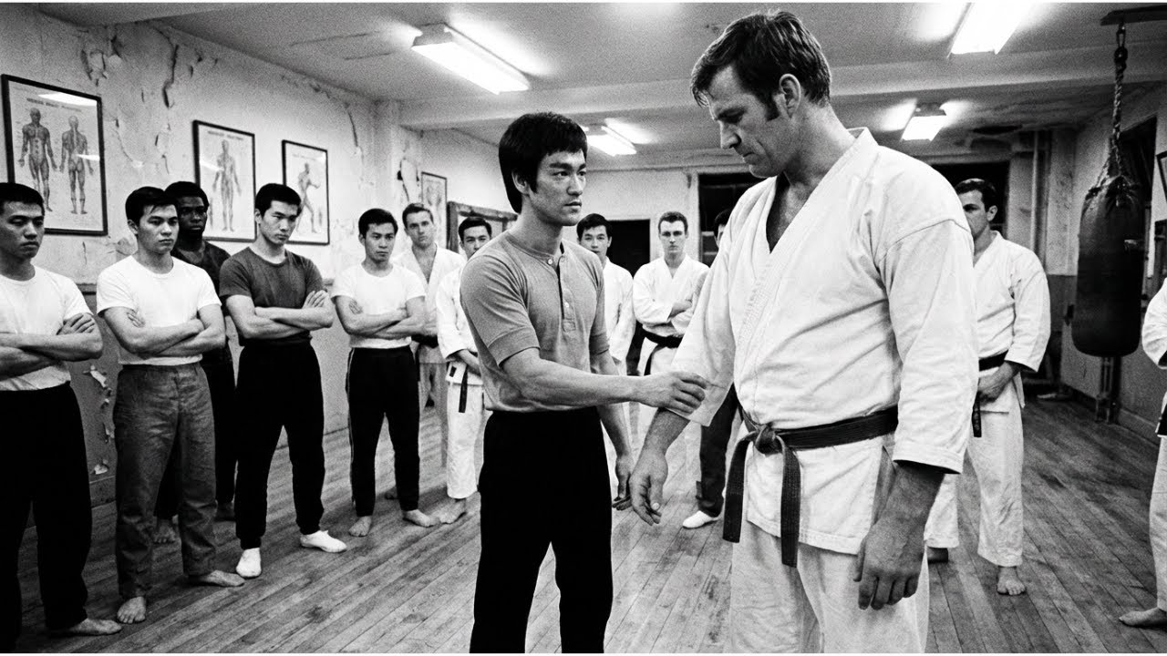 Bruce Lee im Dojo, als ein 2-Meter-Karate-Champion sagte „Kung Fu ist nutzlos“ — 8 Sekunden später
