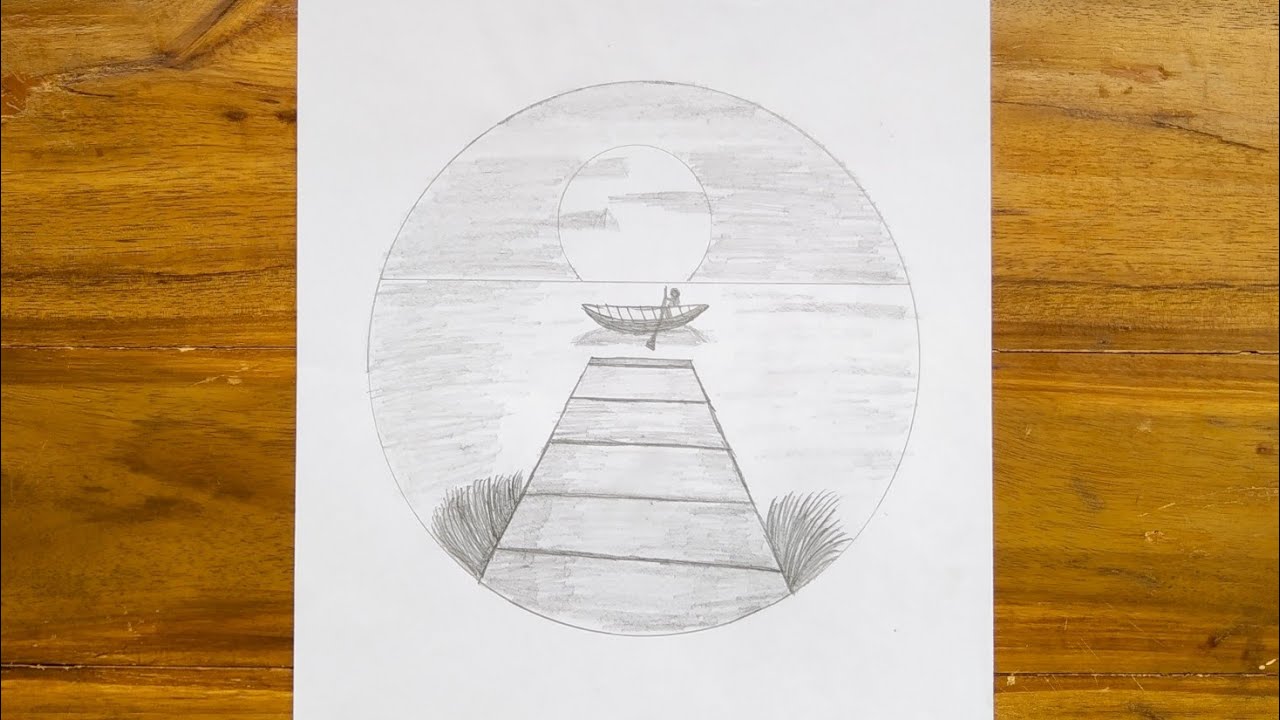 Kolay karakalem Manazara Cizimleri||How to Draw in a circle|| Pencle Drawing Esaly||Paint||