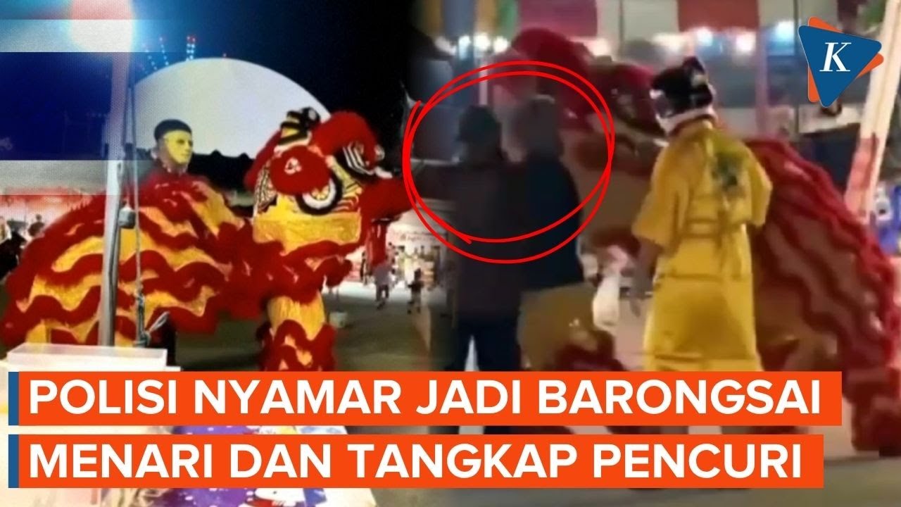 Detik-detik Pencuri di Thailand Disergap Polisi Berkostum Barongsai
