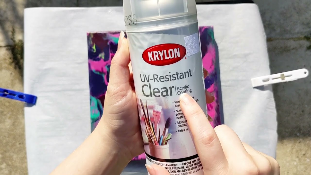 Sealing an Acrylic Pour Painting with Krylon UV Resistant Clear Acrylic Coating