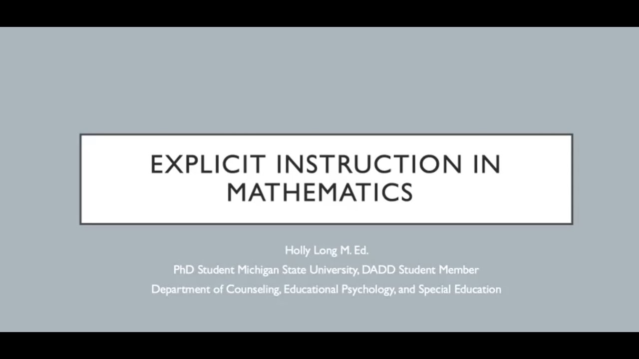 Explicit Instruction in Mathematics