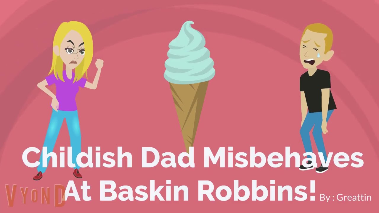 Childish Dad Misbehaves At Baskin Robbins!