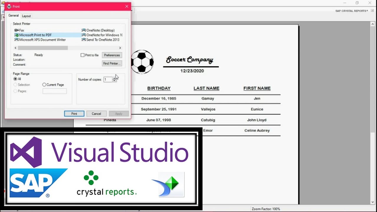 Creating SAP Crystal Report in C#