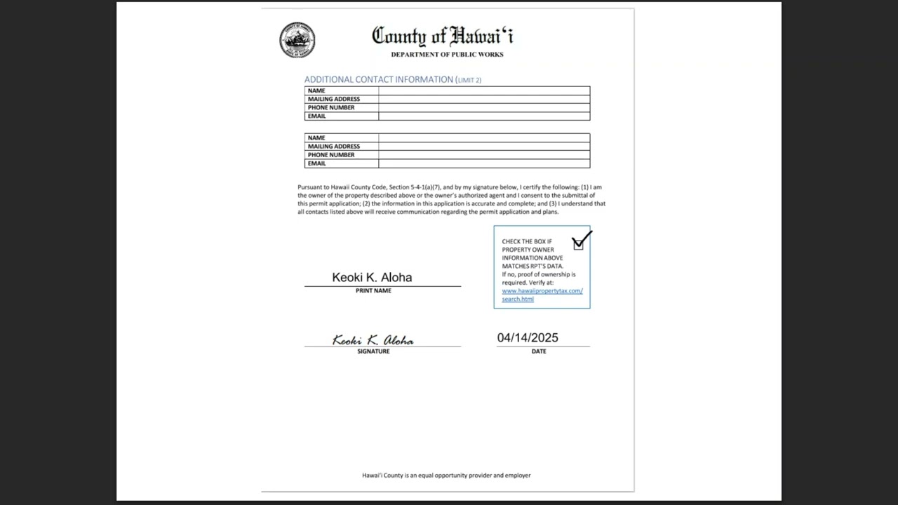 Property Owner Declaration Form Video