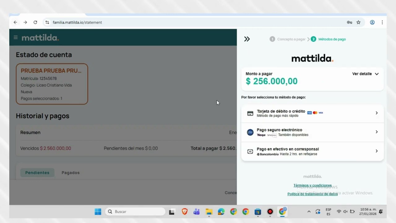 TUTORIAL DE INGRESO A PLATAFORMA DE PAGOS MATTILDA 2026
