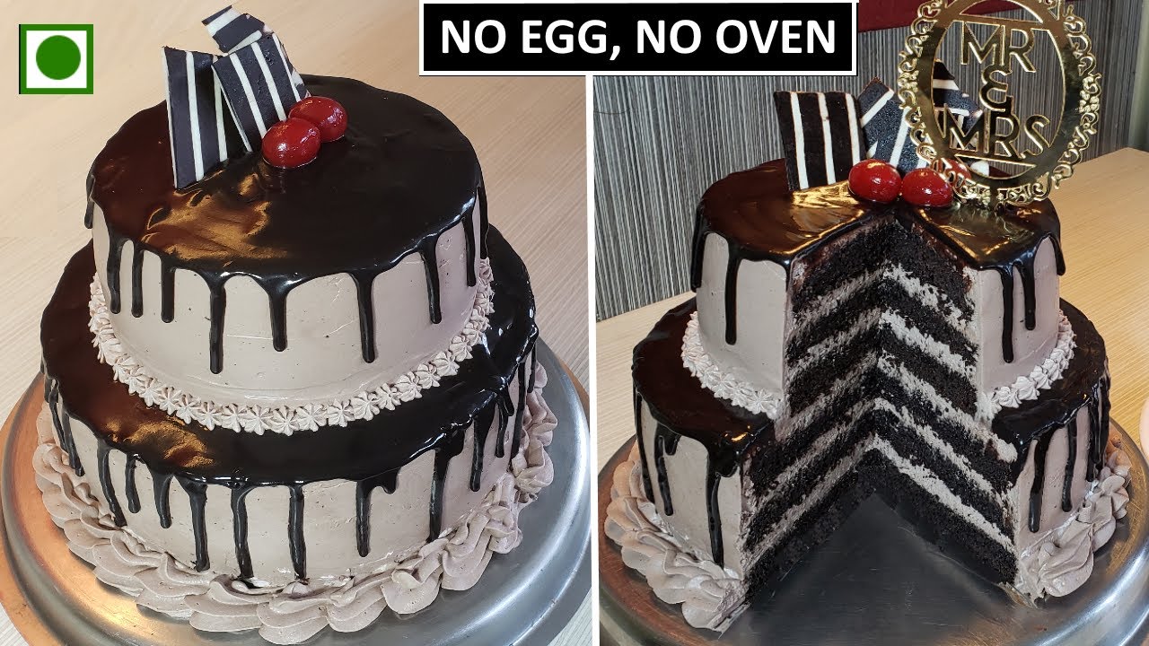 Eggless Two Tier Chocolate Cake | Anniversary Cake | मार्किट जैसा २ टियर चॉकलेट केक बनाये आसानी से