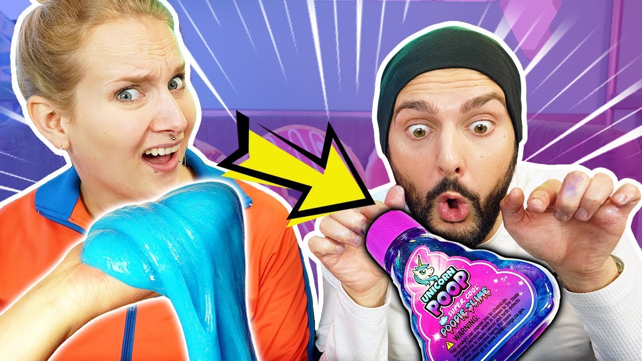TURN THIS SLIME INTO THIS SLIME Challenge - Nina & Kaan machen Galaxy Einhorn Schleim nach